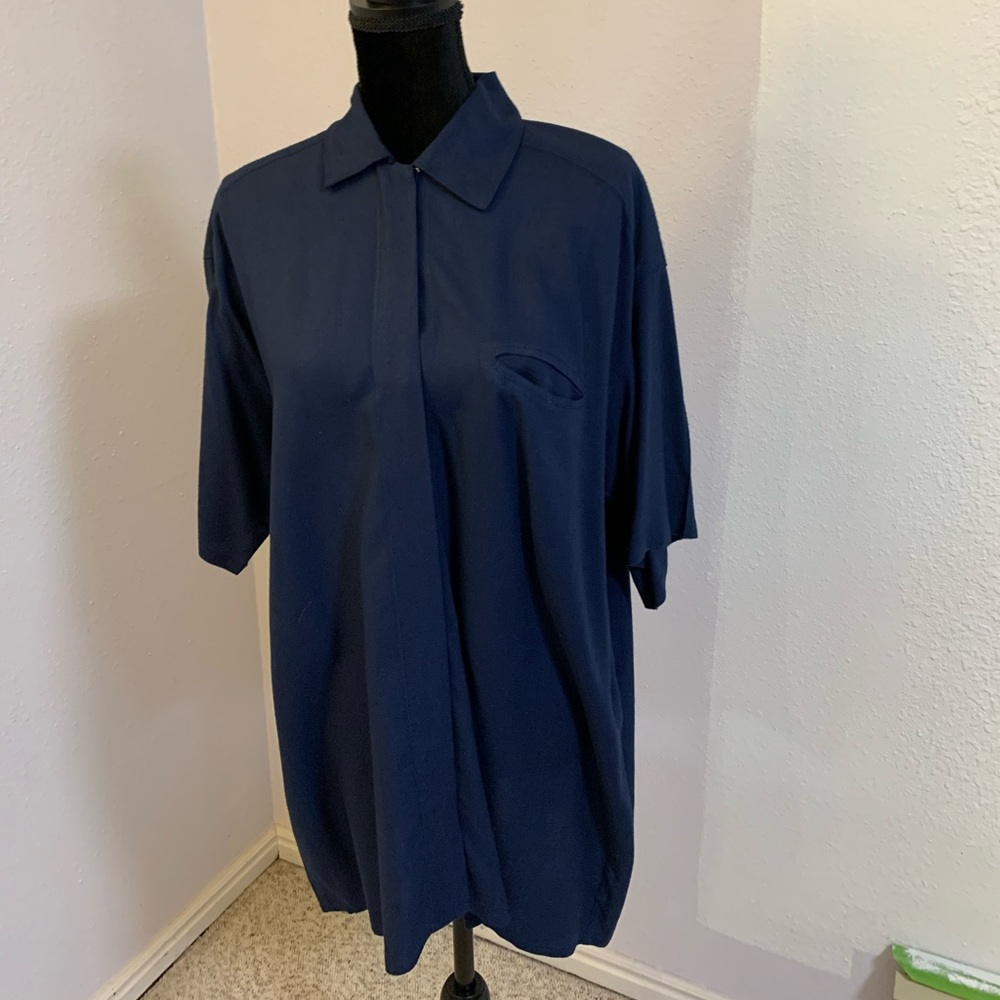 Vintage Outback Red Navy Classic Short Sleeve Blouse